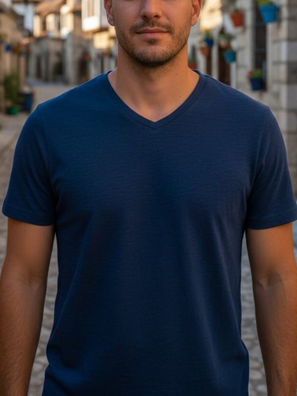 INC International Concepts Men's Blue V-Neck T-Shirt - Size Small - 100% Cotton